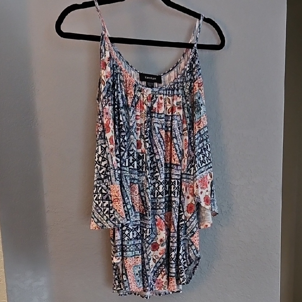 Karen Kane Multicolor Patterned Spaghetti Strap Top Large